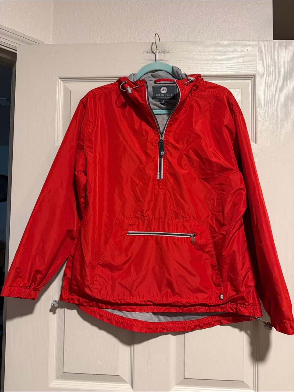 Lauren James Bright Red Hooded Pullover Windbreaker